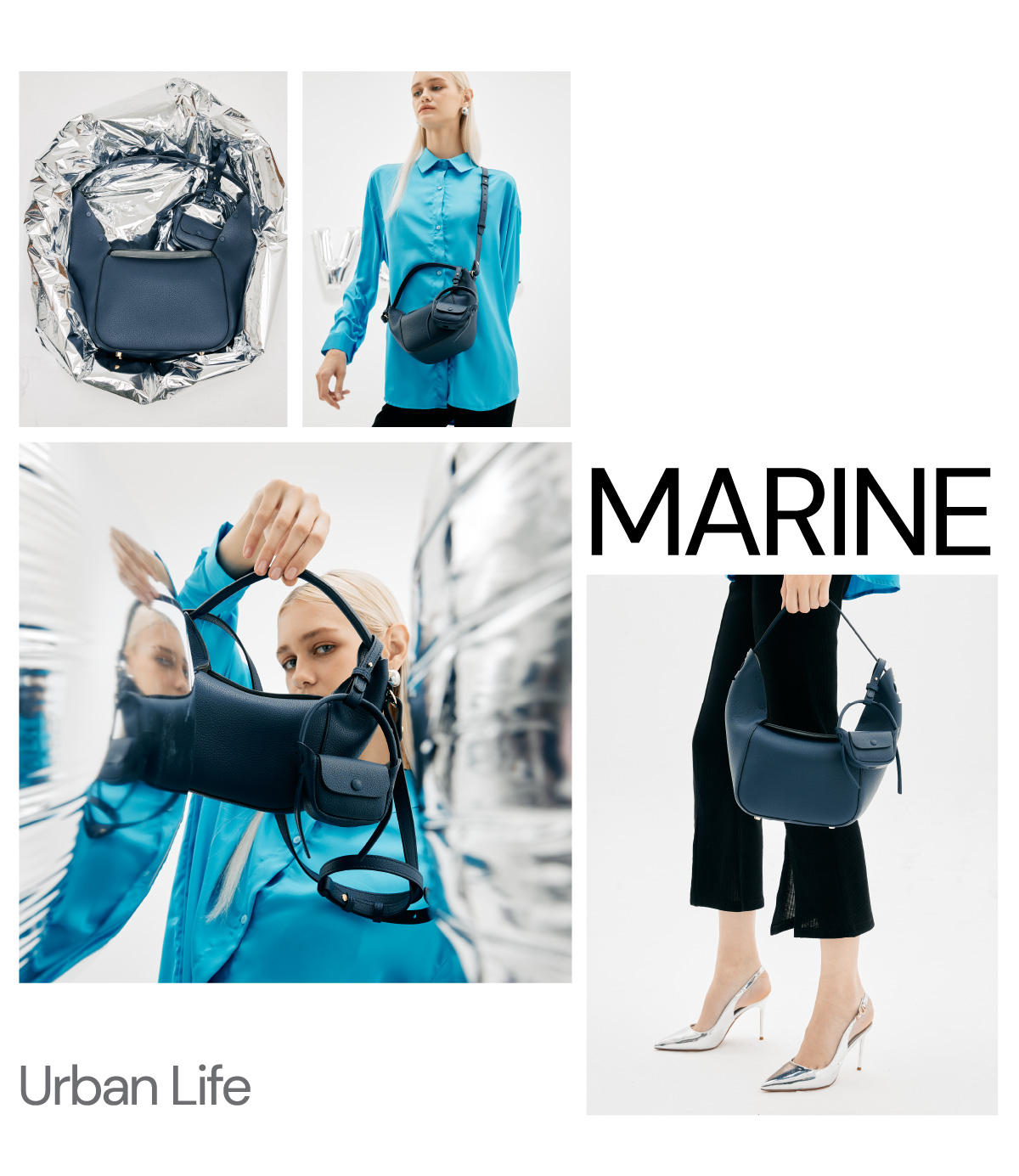 VERA Lundi SS2024, leather crossbody bag, Marine Color