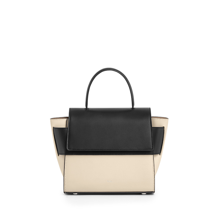 VERA Margo Leather Handbag, Size 20 in Beige Black