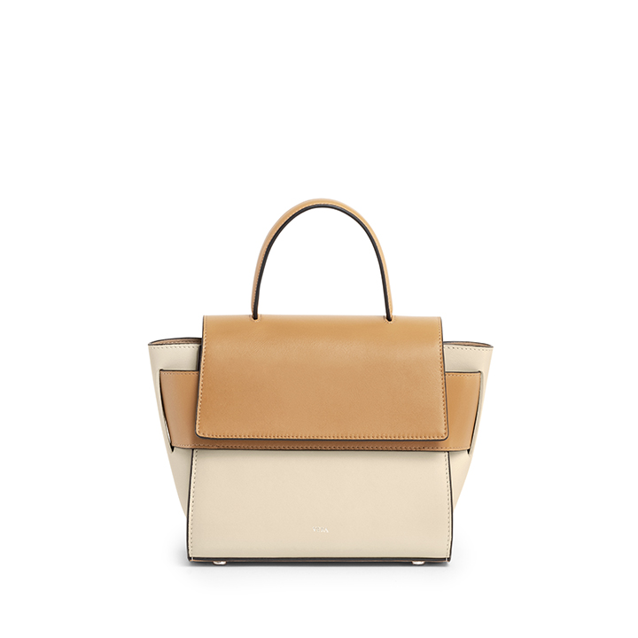 VERA Margo Leather Handbag, Size 20 in Beige Butterscotch