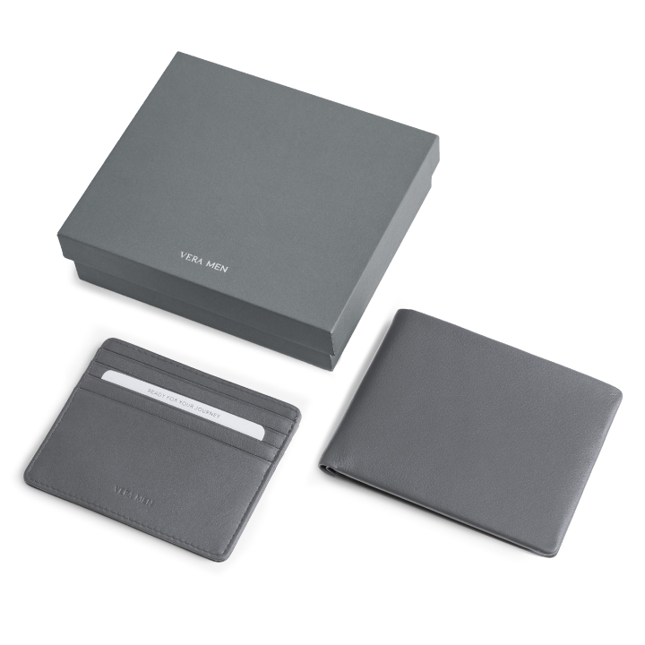 VERA MEN - Note Sleeve Wallet and Card Holder in Gray