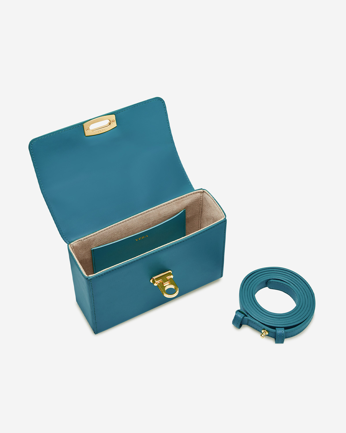 กระเป๋าถือหนังแท้ VERA Alex Leather Crossbody bag สี Malibu Blue