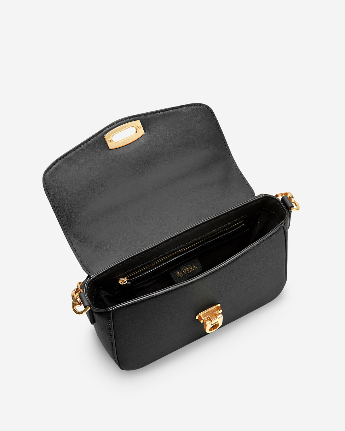 กระเป๋าสะพายข้างหนังแท้ VERA Alexis Leather Crossbody bag สี Just Black