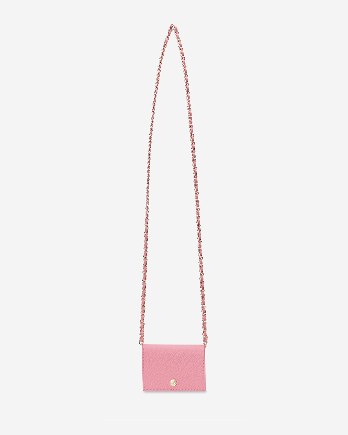 VERA Emily Flap Wallet with Leather Braided Gold Chain in Creative Pink กระเป๋าสตางค์หนังแท้ แบบเปิดฝา พร้อมสายโซ่สีทองร้อยหนัง สีชมพู