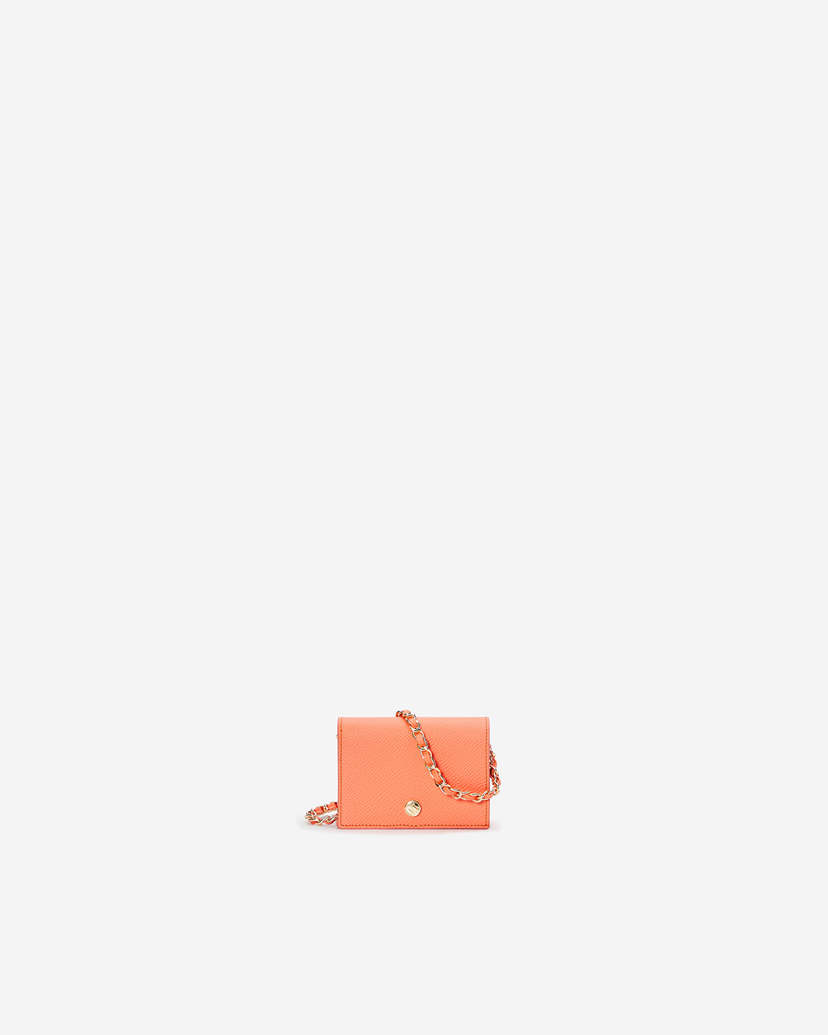 VERA Emily Flap Wallet with Leather Braided Gold Chain in Joyful Orange กระเป๋าสตางค์หนังแท้ แบบเปิดฝา พร้อมสายโซ่สีทองร้อยหนัง สีส้ม