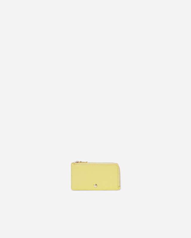 VERA Emily Long Card holder in Happy Yellow กระเป๋าใส่บัตรหนังแท้ ทรงยาว พร้อมช่องซิบ สีเหลื