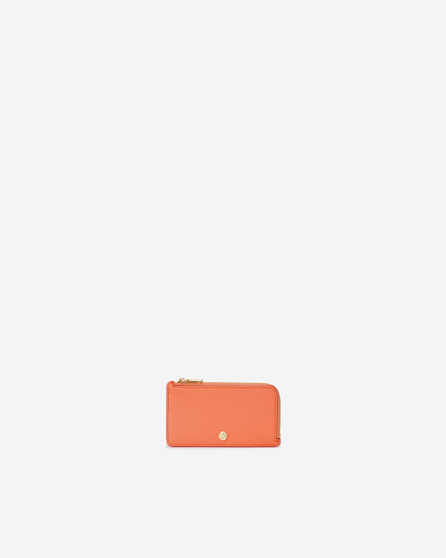 VERA Emily Long Card holder in Joyful Orange กระเป๋าใส่บัตรหนังแท้ ทรงยาว พร้อมช่องซิบ สีส้ม