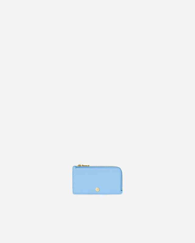 VERA Emily Long Card holder in Serene Blue กระเป๋าใส่บัตรหนังแท้ ทรงยาว พร้อมช่องซิบ สีฟ้า