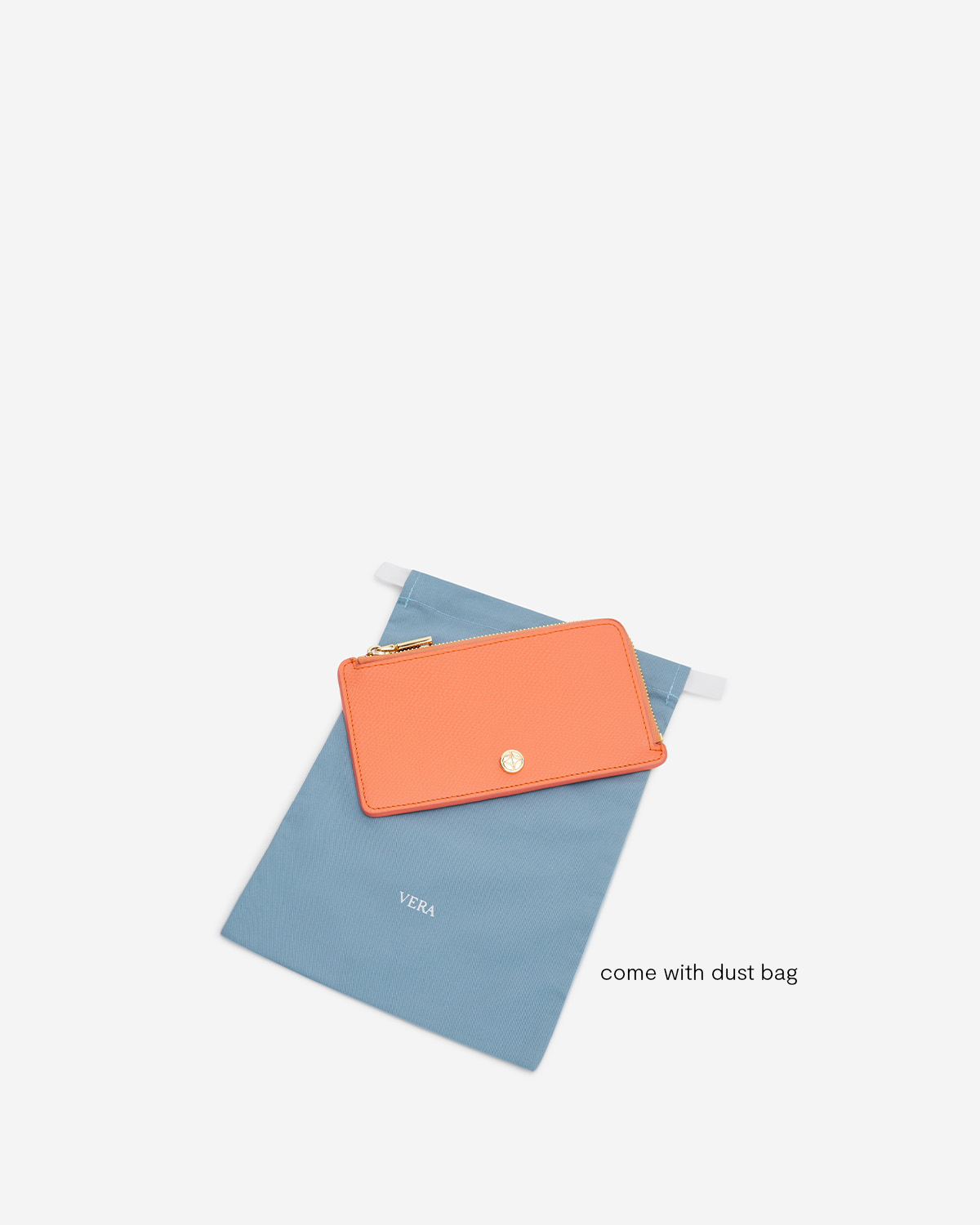 VERA Emily Long Card Holder in Joyful Orange กระเป๋าใส่บัตรหนังแท้ ทรงยาว พร้อมช่องซิบ สีส้ม