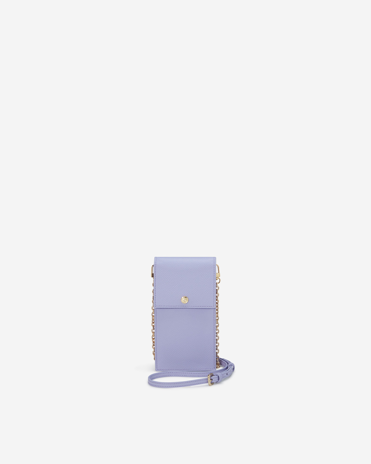 VERA Emily Phone Pouch with Leather Gold Chain in Charming Purple กระเป๋าใส่โทรศัพท์หนังแท้ พร้อมฟังก์ชั่นกระเป๋าสตางค์ มาพร้อมสายสะพายโซ่หนังถอดได้ สีม่วง