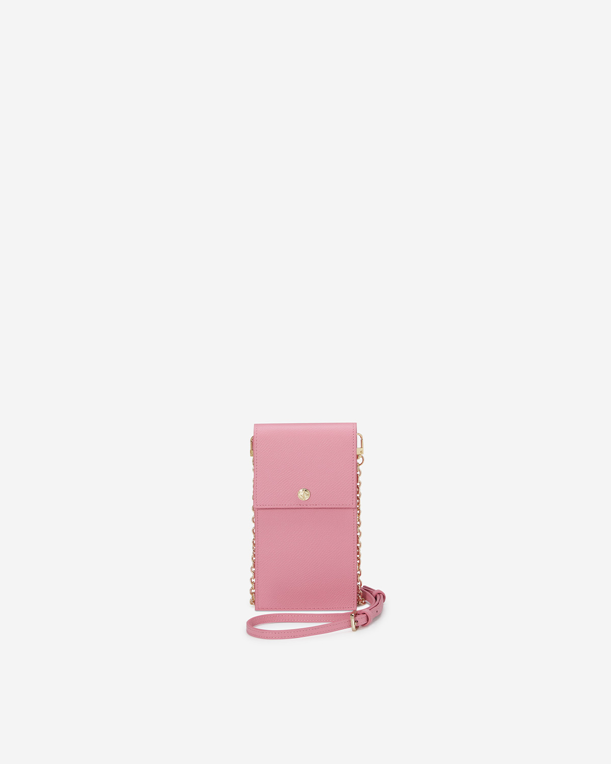 VERA Emily Phone Pouch with Leather Gold Chain in Creative Pink กระเป๋าใส่โทรศัพท์หนังแท้ พร้อมฟังก์ชั่นกระเป๋าสตางค์ มาพร้อมสายสะพายโซ่หนังถอดได้ สีชมพู