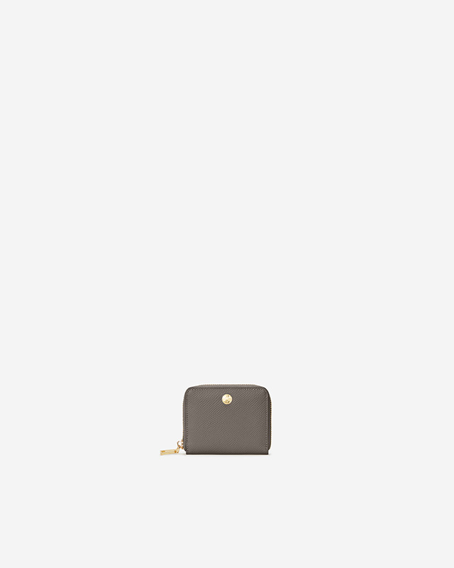 VERA EMILY Zipped Wallet in Frosted Gray กระเป๋าสตางค์หนังแท้ ทรงสั้น ซิปรอบ สีเหลือง