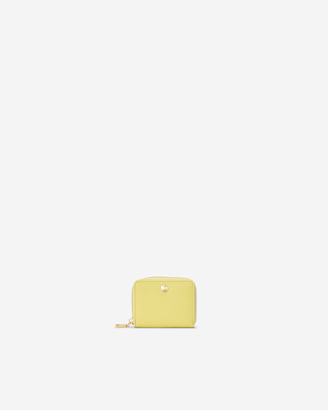 VERA Emily Zipped Wallet in Happy Yellow กระเป๋าใส่บัตรหนังแท้ ทรงยาว พร้อมช่องซิบ สีส้ม