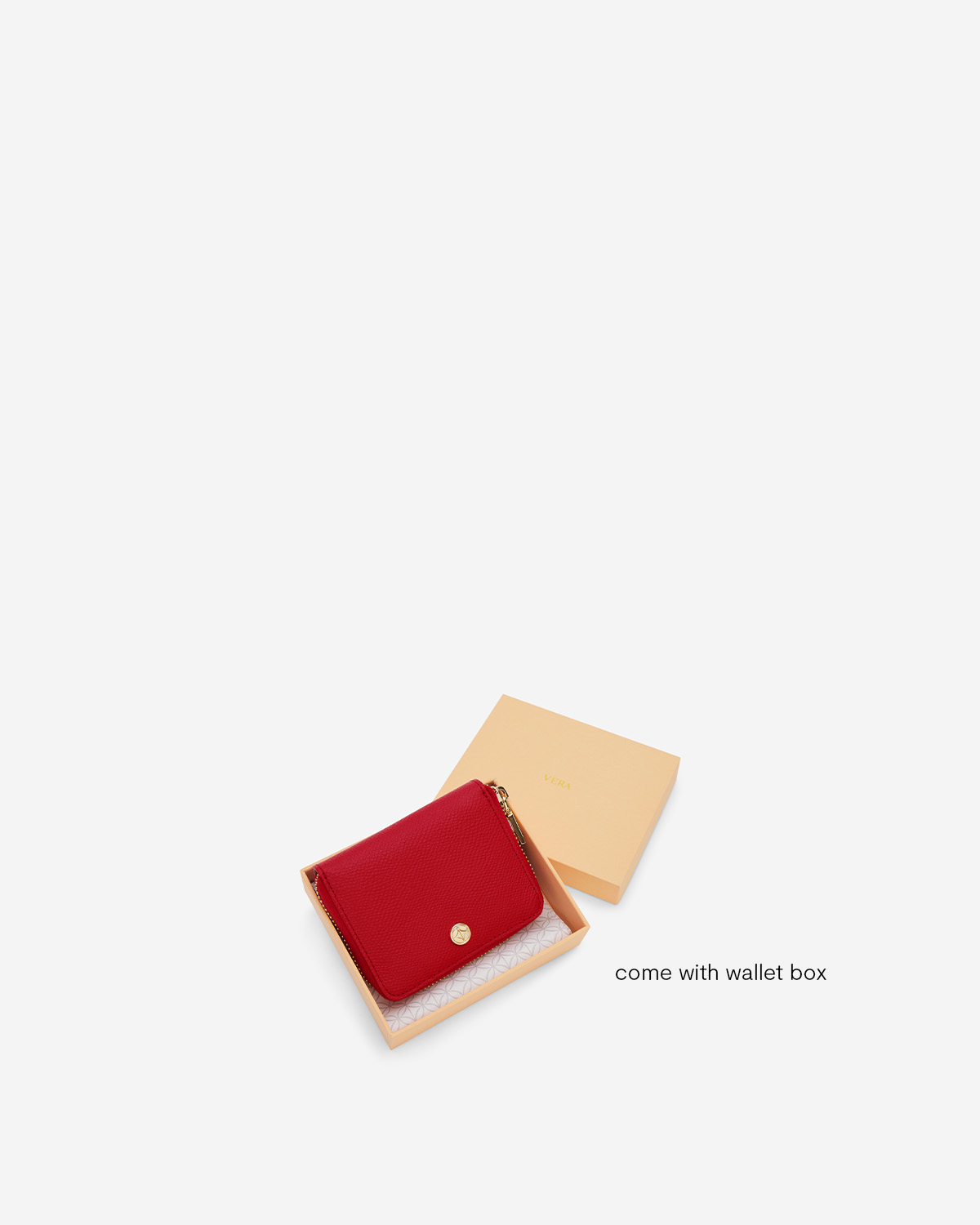 VERA Emily Zipped Wallet in Passionate Red กระเป๋าสตางค์หนังแท้ ทรงสั้น ซิปรอบ สีแดง