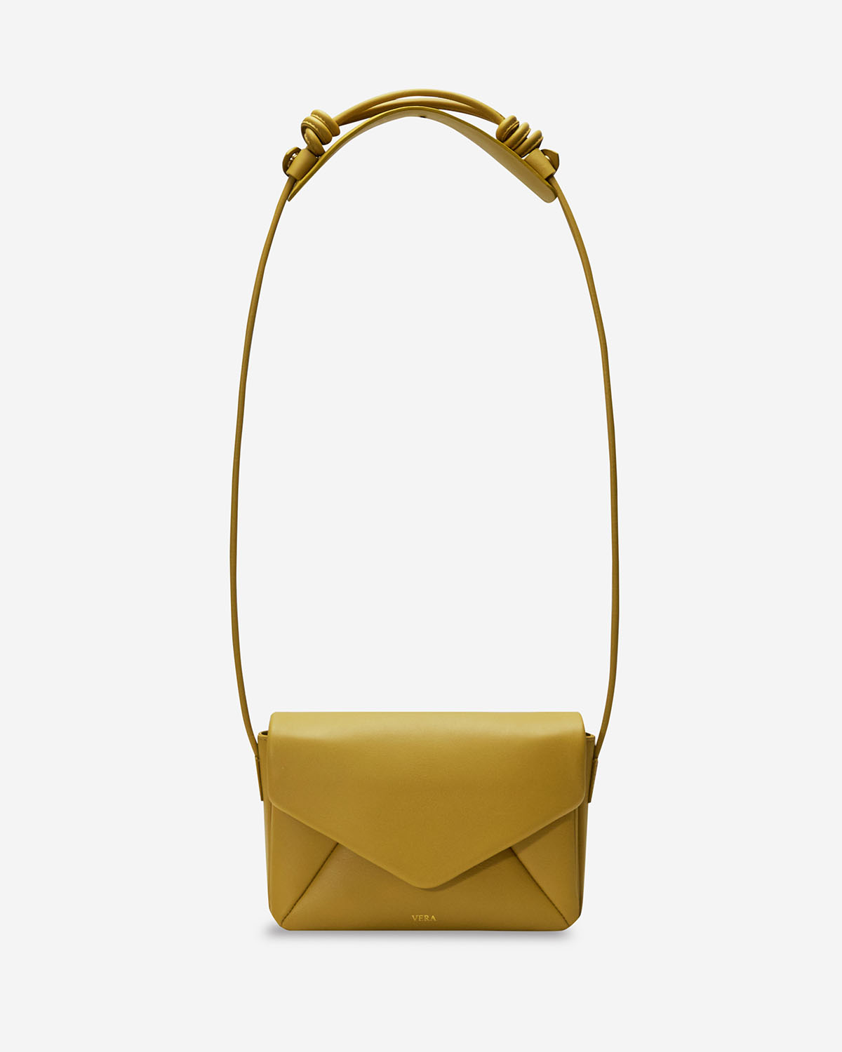 กระเป๋าสะพายข้างหนังแท้ VERA Enveloppe Leather Shoulder & Crossbody bag สี English Mustard