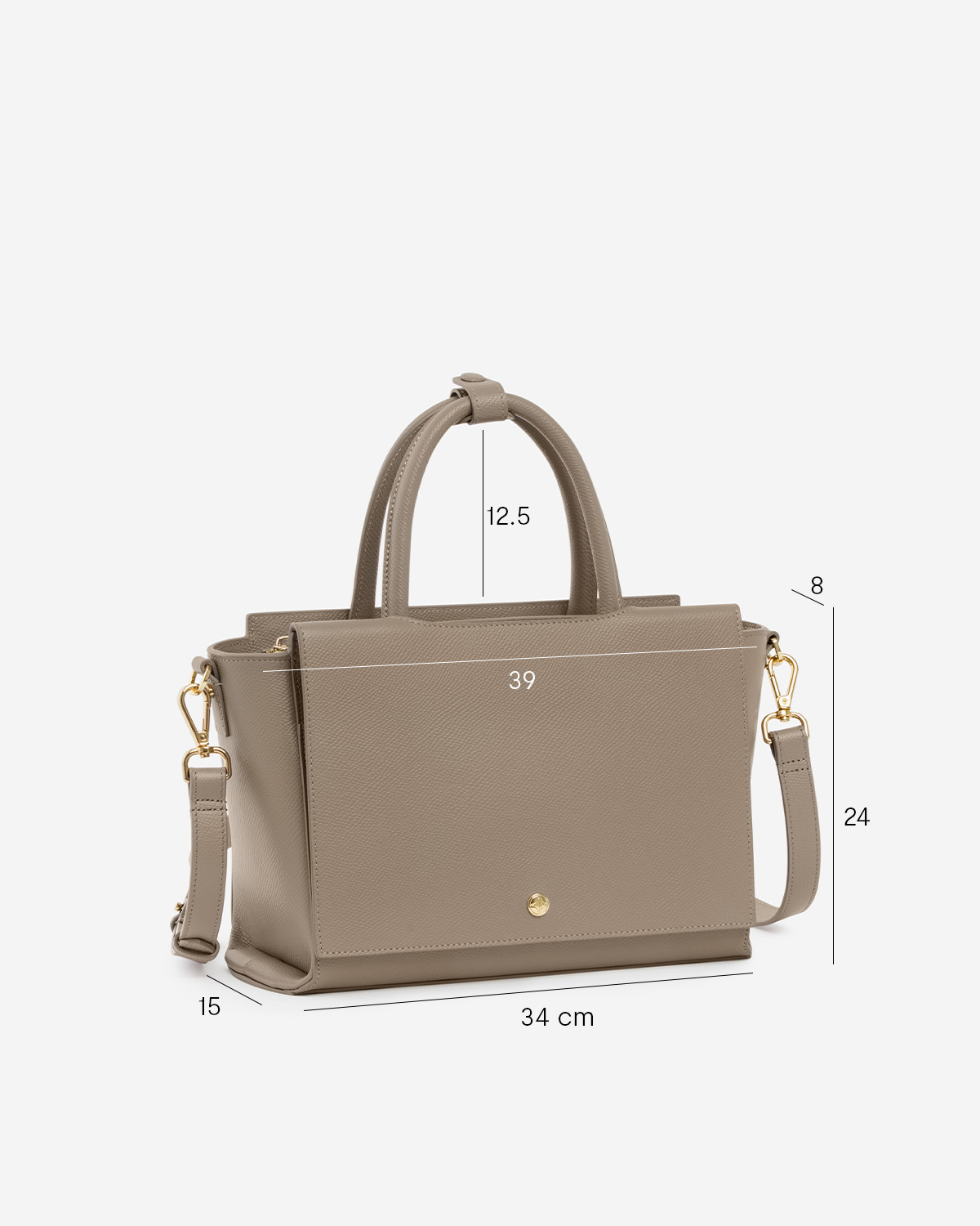 กระเป๋าถือหนังแท้ VERA Heidi Leather Handbag, ไซส์ 34 สี Taupe