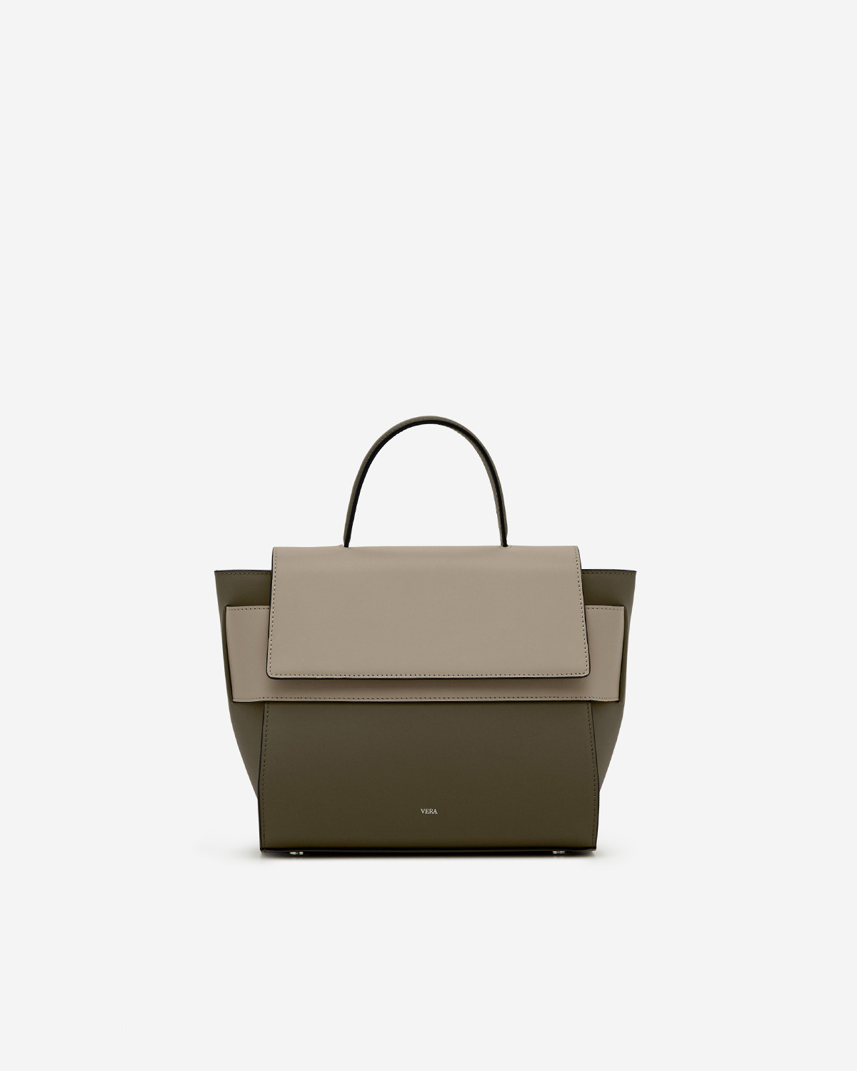 กระเป๋าถือหนังแท้ VERA Margo Leather Handbag, Size 24 สี Olive Green