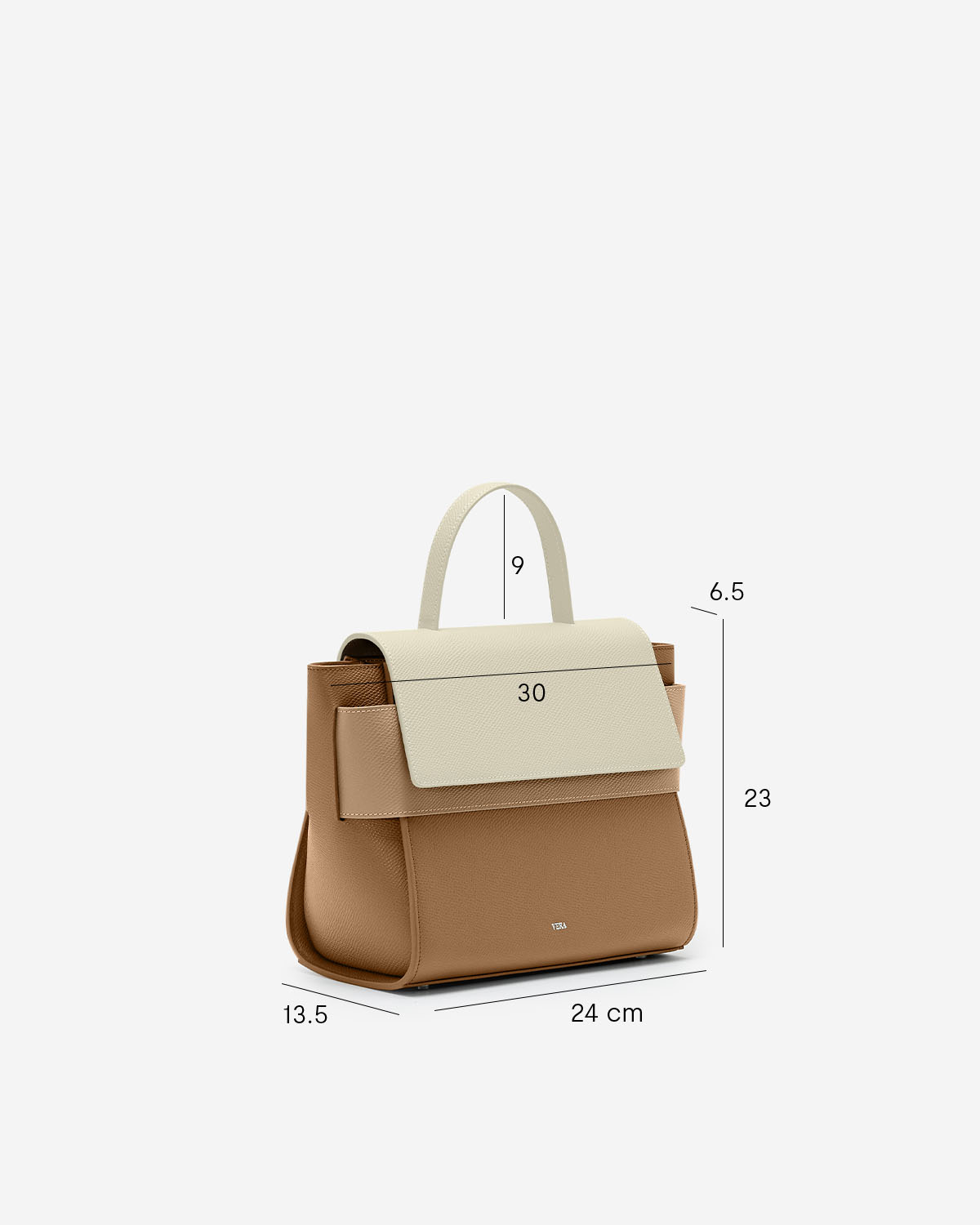 กระเป๋าถือหนังแท้ VERA Margo Leather Handbag, Size 24 สี Perfect Caramel