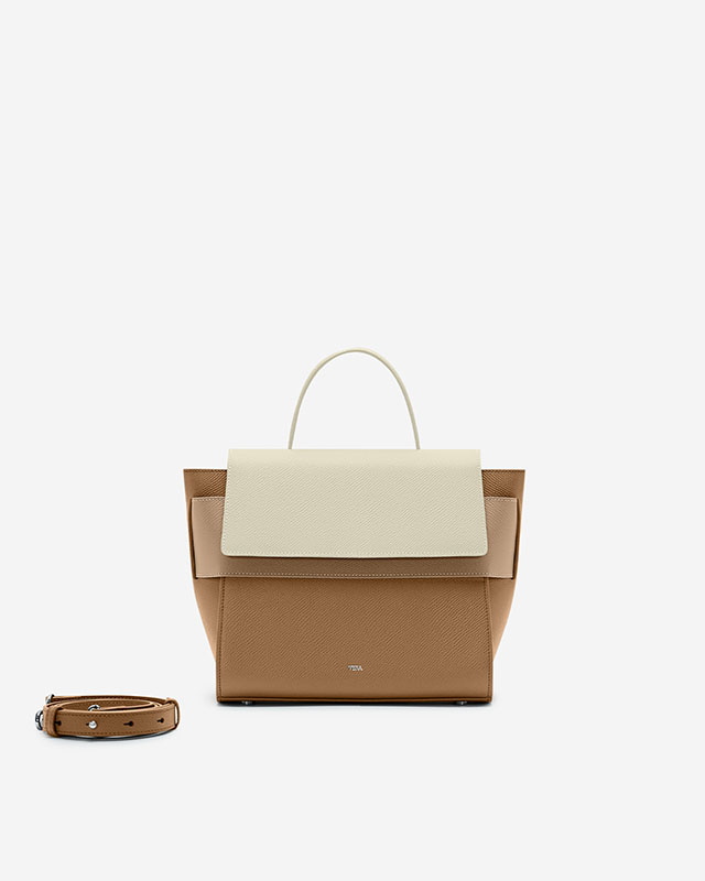 กระเป๋าถือหนังแท้ VERA Margo Leather Handbag, Size 24 สี Perfect Caramel