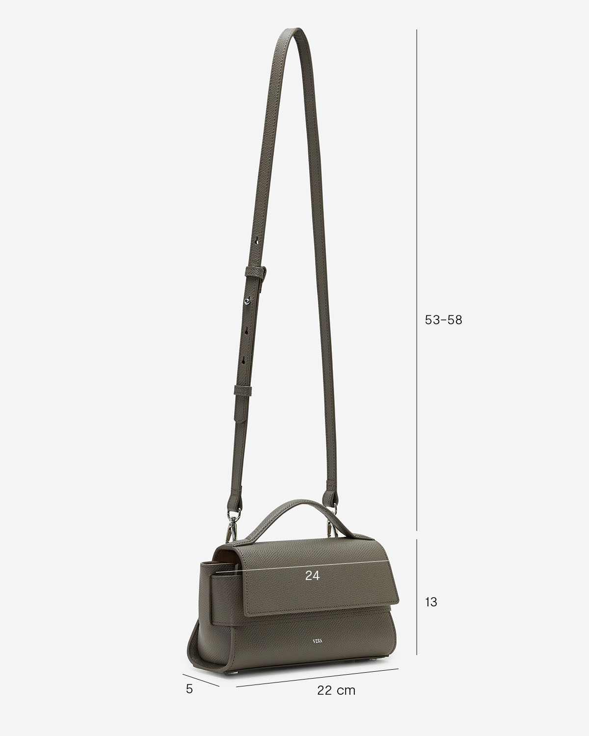 กระเป๋าถือกระเป๋าสะพายหนังแท้ VERA Margo Longo สี Frosted Gray