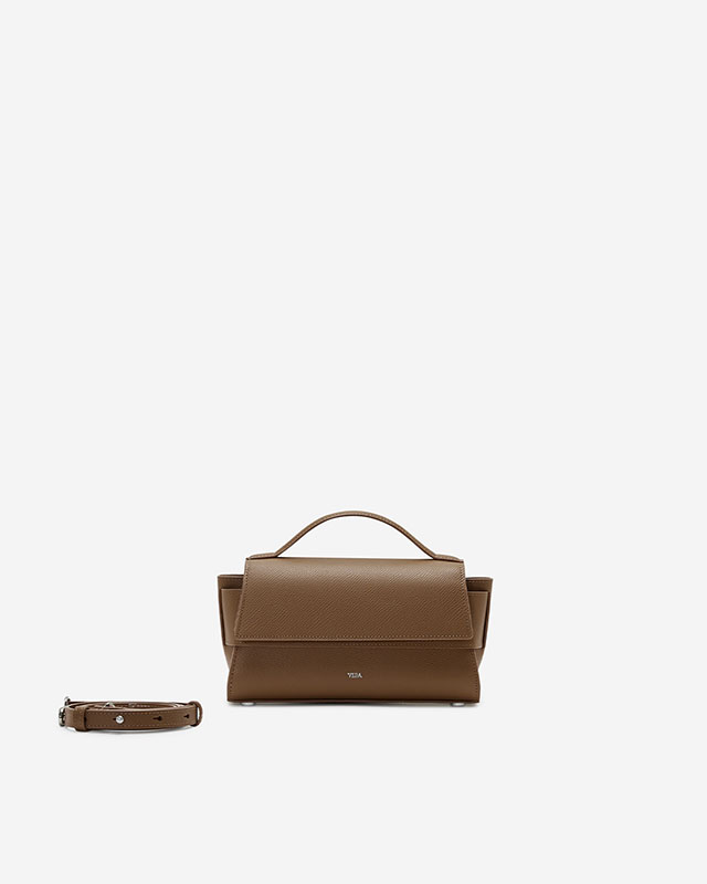 กระเป๋าถือกระเป๋าสะพายหนังแท้ VERA Margo Longo สี Toasted Brown