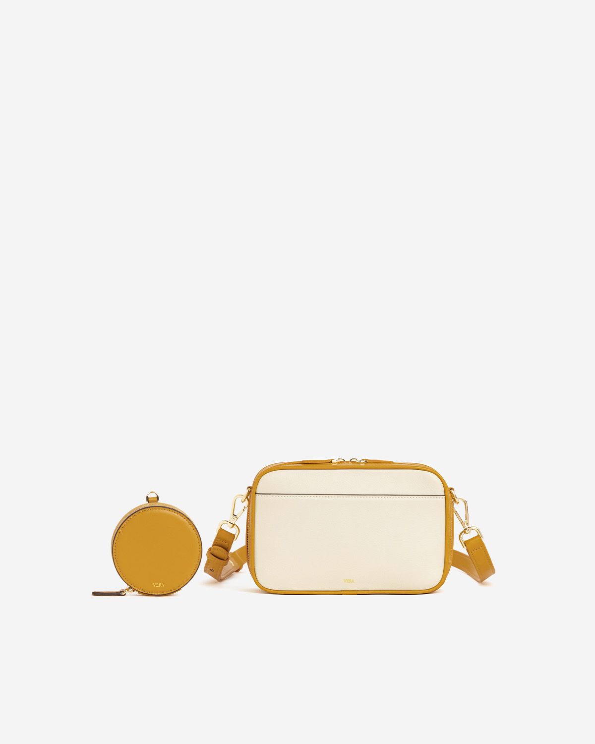 กระเป๋าสะพายข้างหนังแท้ VERA Snack Box Leather Crossbody bag สี Lemon Tart